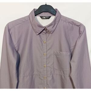 The North Face Women’s S Stevie Hiking Outdoor Button Up Shirt Purple/White Dots
